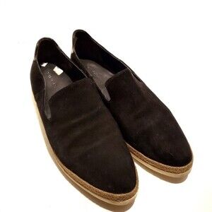 Vince Dillon Suede Leather Espadrille Trim Whipstitch Sneaker Shoe Black 10